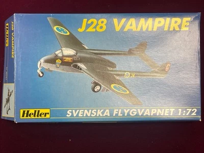 J28 吸血鬼 Svenska Flygvapnet - 1/72 比例未组装 Heller 套件 #80297 — 第 1/4 张图片