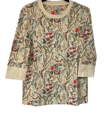 Top térmico Sundance para mujer Sausalito manga 3/4 floral boho casa de campo talla grande Foto 1 de 4