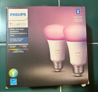 Philips Hue White and Color Ambiance 2-Pack A19 LED Smart Bulb - Image 1 of 4