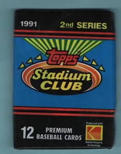 Paquete de 12 tarjetas de béisbol 1991 Topps Stadium Club sin abrir - Imagen 1 de 1