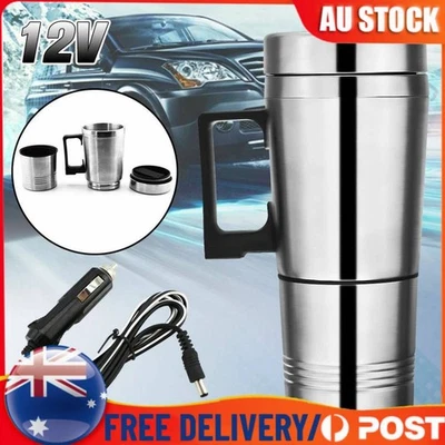 12V Car Electric Heated Kettle Heating Coffee Cup Stainless Steel Thermos Bottle - image 1 of 4