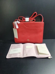Radley London Red Leather Crossbody Zip Top Bag 10 X 7 Adjustable Strap - Picture 1 of 14