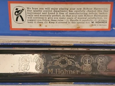De colección Original Hohner Alemania EE. UU. Banda Marina Armónica Nº 365 con Caja Llave G Foto 1 de 4