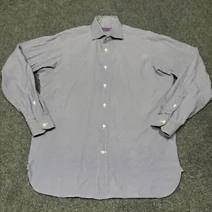 Ralph Lauren Purple Label Shirt Mens 15.5 Blue Purple Check Made in Italy Button - Picture 1 of 17