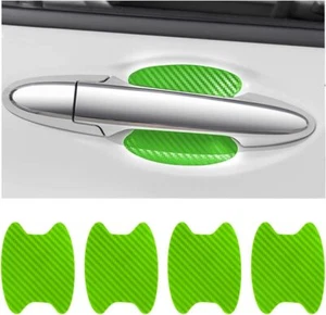 4Pcs Green Carbon Fiber Car Door Handle Anti-Scratch Protector Film Sticker - Picture 1 of 8
