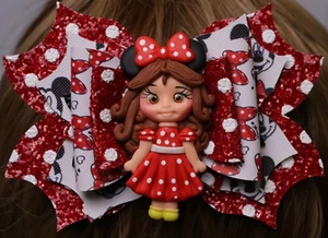 Arco de pelo rojo y blanco niña Minnie Mouse BOUTIQUE HECHO A MANO APILADO  - Imagen 1 de 1