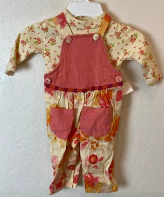 Vintage NWT Baby Lulu Knit Overalls Turtleneck Orange & Yellow Boho Artsy 9-12M - Image 1 of 4