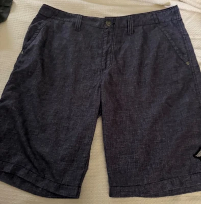 Pantalones Cortos Affliction Para Hombre 38 Azul Tiro Alto Rock Logo Cremallera Botón Cintura Foto 1 de 4