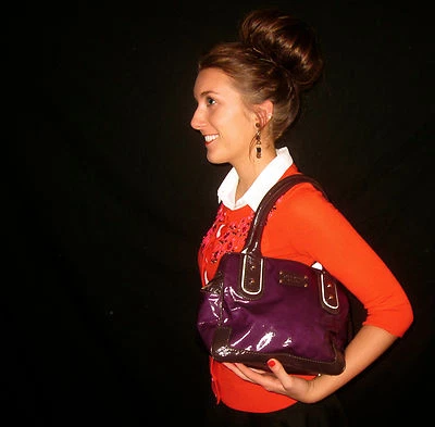 Кейт Спейд РЕДКИЙ БАКЛАЖАН Лак Маленький Жемчуг КУКУРУЗА ГЛЯНЦЕВЫЙ ФИОЛЕТОВЫЙ ШОКОЛАДНЫЙ МЕШОЧЕК - Изображение 1 из 4