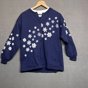 VINTAGE ORVIS DAMENPULLOVER BLAU SCHNEEFLOCKE GEKNÖPFT GRÖSSE MEDIUM - Bild 1 von 5