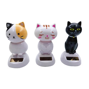 Solar Shaking Head Cat Ornament Car Dashboard Decor Car Home Room Decor - Picture 1 of 14