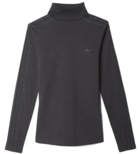 Adidas Niñas Simulado Cuello Alto Negro Manga Larga Pullover Sudadera Calce Ajustado - Imagen 1 de 7