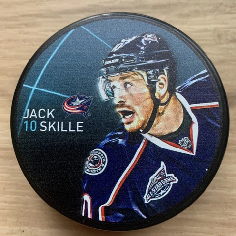 COLUMBUS BLUE JACKETS NHL HOCKEY PUCK JACK SKILLE #10 PLAYER PHOTO PUCK INGLASCO Cover