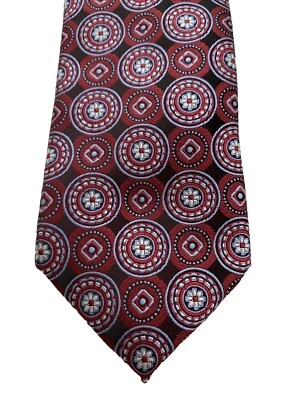 Corbata formal de seda para hombre Valerio Garati hecha a mano azul borgoña rojo geométrica Foto 1 de 4