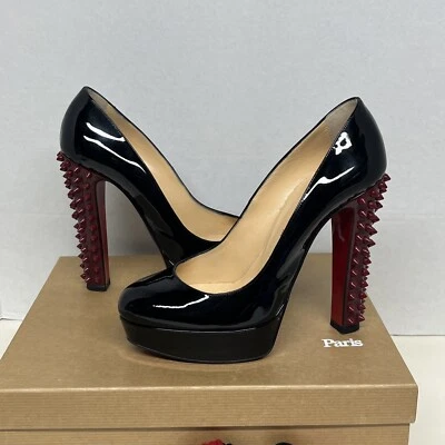 Christian Louboutin Taclou Pump 140 Pump Negro/Rogue Imp Spike Tacones Rojos Talla 39 Foto 1 de 4