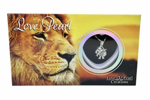 Lion Love Wish Pearl Necklace DIY Pendant with 16" Stainless Steel Necklace - Picture 1 of 5