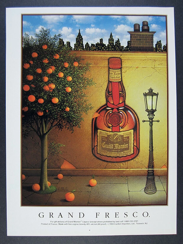 Grand Marnier 1994 fresco naranjo pintura de pared arte impresión vintage anuncio Foto 1 de 1