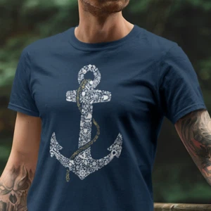Pirate Anchor T Shirt - Sailor T Shirt -  7 colour options - Extra Small to 5XL - Picture 1 of 6