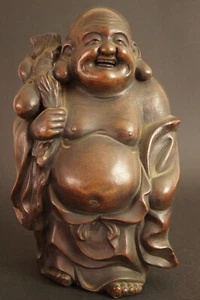 Original Japonés Hotei Riendo Buda Figura Estatua de Cerámica Bizen 3411 - Imagen 1 de 12