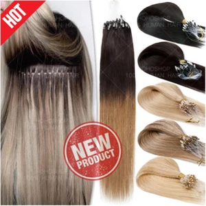16"-24" Ombre Micro Loop Ring 100% Remy Human Hair Extensions Nano Beads Ring 1G - Picture 1 of 28