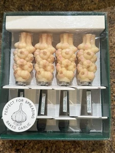 1993 Boston Warehouse 4er Set Edelstahl Harz Knoblauch Zöpfe Streuer Neu im Karton - Bild 1 von 5