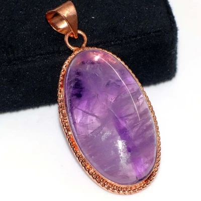 Colgante hecho a mano amatista natural enchapado en cobre 2" regalos para novia GW Foto 1 de 3