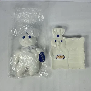 De colección 1987 Pillsbury Doughboy Harina Cerámica Cuchara Reposapiés y Gorro Bebé - Imagen 1 de 17