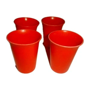 Vintage Tupperware Harvest Orange Retro Juice Glasses 6 Oz Size Set 4 - Picture 1 of 4
