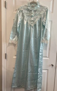 Vintage Ilise Stevens viktorianisches elfenbeinfarbenes Satin-Look Nachthemd Grannycore Spitze Small - Bild 1 von 9