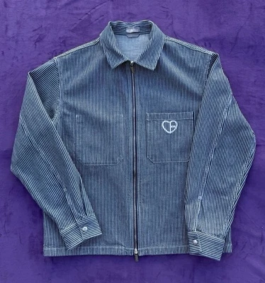 Chaqueta de mezclilla a rayas Dior Valentine CD logotipo escuchado sobrecamisa para hombre talla 48 Foto 1 de 4