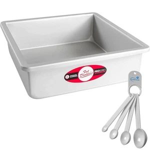 Fat Daddios Square Cake Pan, 9 x 3 Inch, Silver, with a Lumintrail Measuring ... - Picture 1 of 5