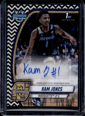 2024-25 Bowman U Chrome Kam Jones Auto Black and White Stealth Refractor #48/48 - Image 1 of 2