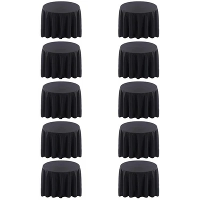 120 inch Round Tablecloths -10 Pack Black Round Table Cloths, Polyester Fabri... - Image 1 of 4
