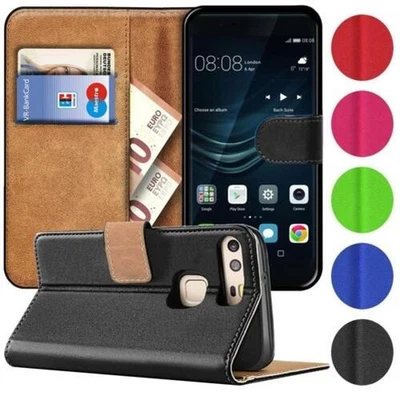 Étui Portefeuille Pour Huawei P9 Téléphone Livre Couverture Flip Sac Housse Slim - Photo 1/4