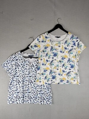 Karen Scott Camiseta Lote de 2 Talla XL Plantas Florales Estampado por Todas Partes Mezcla Algodón Foto 1 de 4