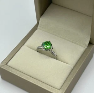 Beautiful 18kt White Gold Filled 2ct Round Lab Created Green Diamond Ring Adjust - Picture 1 of 4