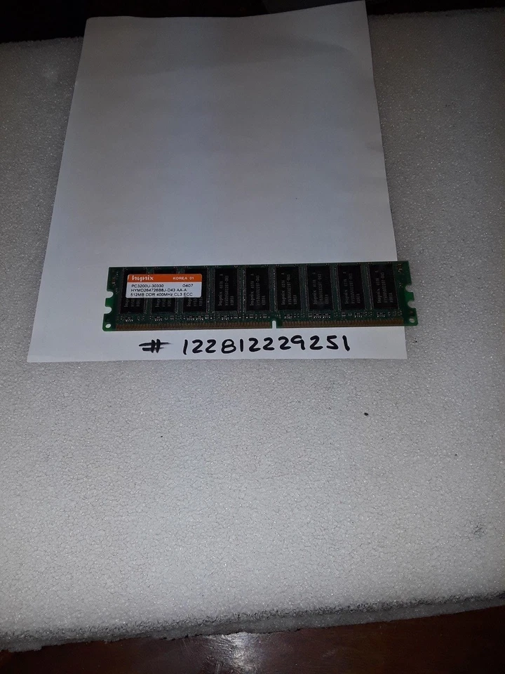 HYNIX   512MB DDR DDR1  DIMM DDR1 PC3200  400  DDR-400MHZ  184PIN  ECC   - Image 1 of 1