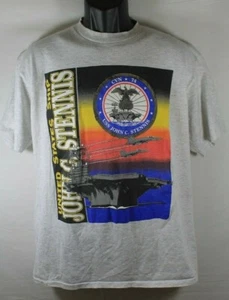 VTG 90s United States Ship John C. Stennis T-Shirt Single Stitch LARGE CVN-74 - Picture 1 of 4
