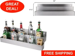 32" Silver Stainless Steel Double Tier Restaurant Bar Liquor Bottle Speed Rail - Picture 1 of 12