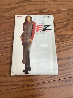 Vogue Ultra EZ  #8739 MISSES Vest & Skirt Sewing Pattern Uncut Sizes 12-16 - Image 1 of 4