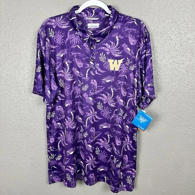 Columbia PFG Washington Huskies Super Terminal Tackle Polo Para Hombre’s L Púrpura Foto 1 de 4