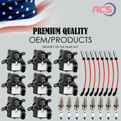 8X Ignition Coil+Spark Plug+Wires For Chevy Silverado 1500 GMC Sierra D585 UF262 - Image 1 of 4