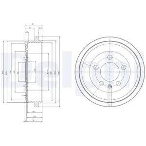 2x DELPHI Bremstrommel Trommeln Trommelbremse Hinten BF463 - Bild 1 von 1
