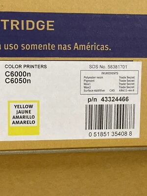 Okidata OKI Genuine C6000n C6050n Toner Cartridge Yellow P/N 43324466 - Image 1 of 2