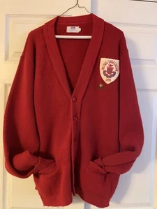 Vintage East Tenn Varsity Letterman Cardigan Sweater Russell Sage College Patch - Picture 1 of 4