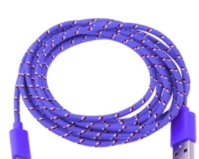 Cable cargador de datos trenzado redondo de 10 pies para teléfonos PIN reversible tipo Micro-C Foto 1 de 4