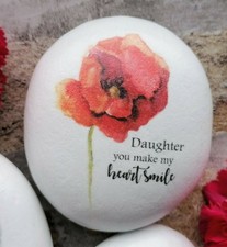 Daughter you make my heart smile, gift, poppy, poppies, pebble, rock, keepsake