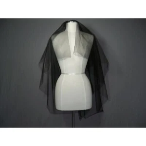 2 tier black cut edge Elbow Length Wedding Goth Gothic Costume With Comb Veil - Picture 1 of 6