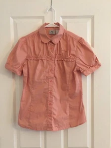 Worthington Stretch Pink Button Up Short Sleeve Collar Shirt Womens Size Medium - Afbeelding 1 van 4