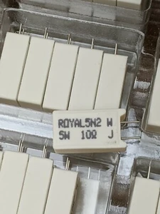 20 Royal 5 Watt 10 Ohm 5% Tolerance Cement Resistors, Radial Leads 5W Ceramic - Picture 1 of 6